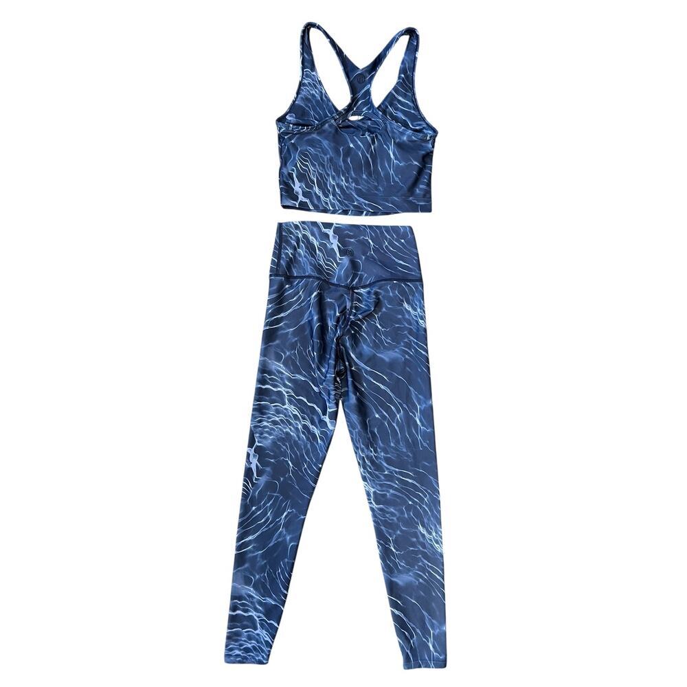 Sage Collective Athletic Leggings/Sports Bra Set Size XS Lightning Bolt Blue